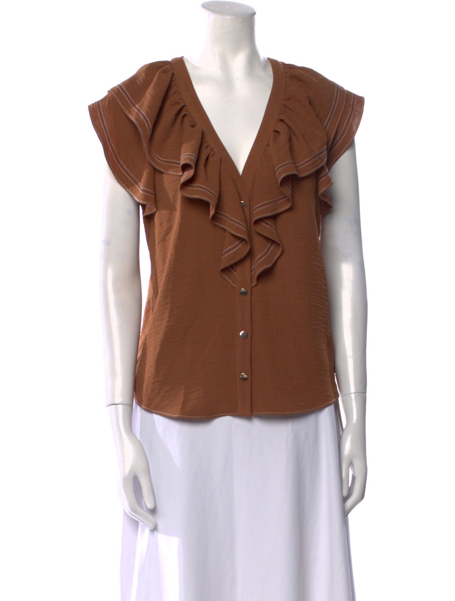 Ramy Brook V-Neck Short Sleeve Blouse