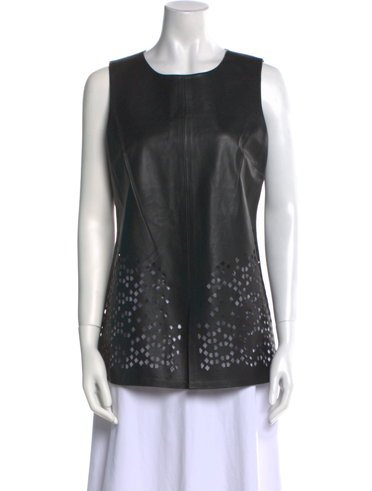 Ramy Brook Leather Crew Neck Top