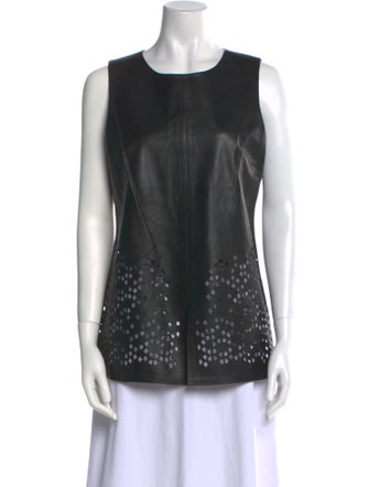 Ramy Brook Leather Crew Neck Top