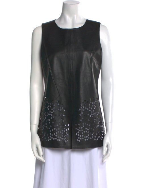 Ramy Brook Leather Crew Neck Top