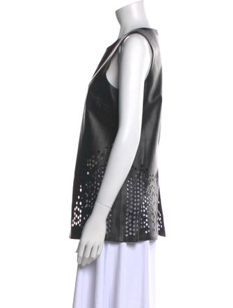 Ramy Brook Leather Crew Neck Top