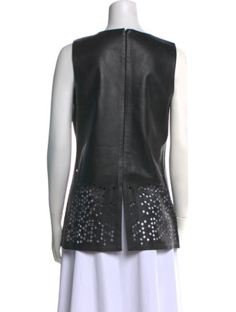 Ramy Brook Leather Crew Neck Top