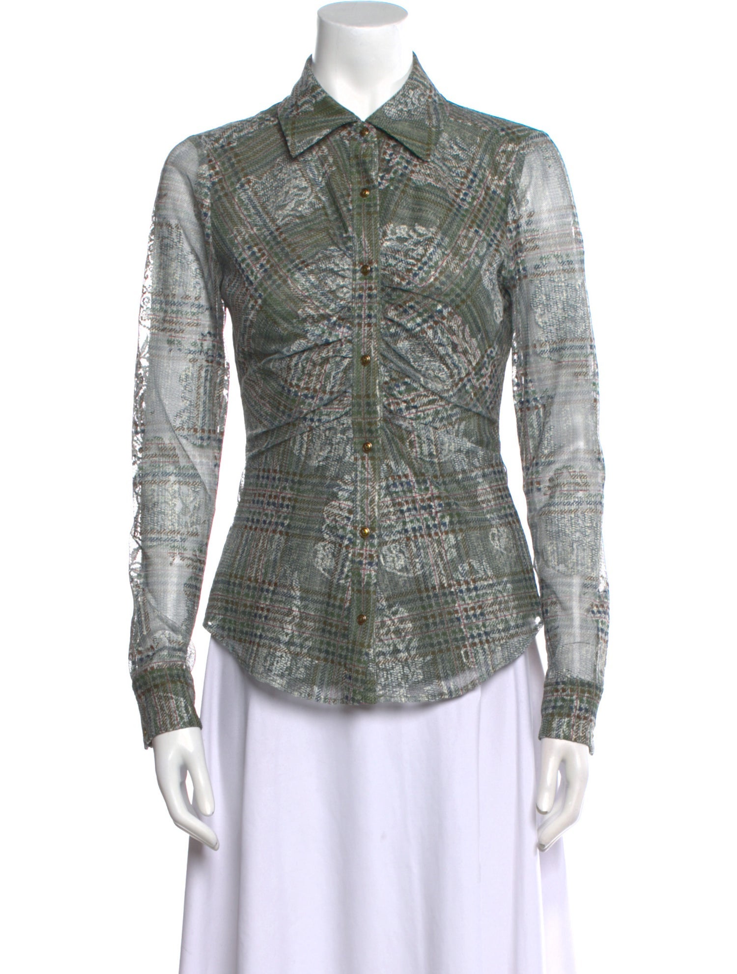 Ramy Brook Printed Long Sleeve Button-Up Top