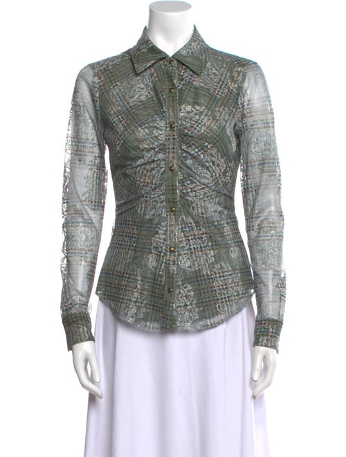 Ramy Brook Printed Long Sleeve Button-Up Top