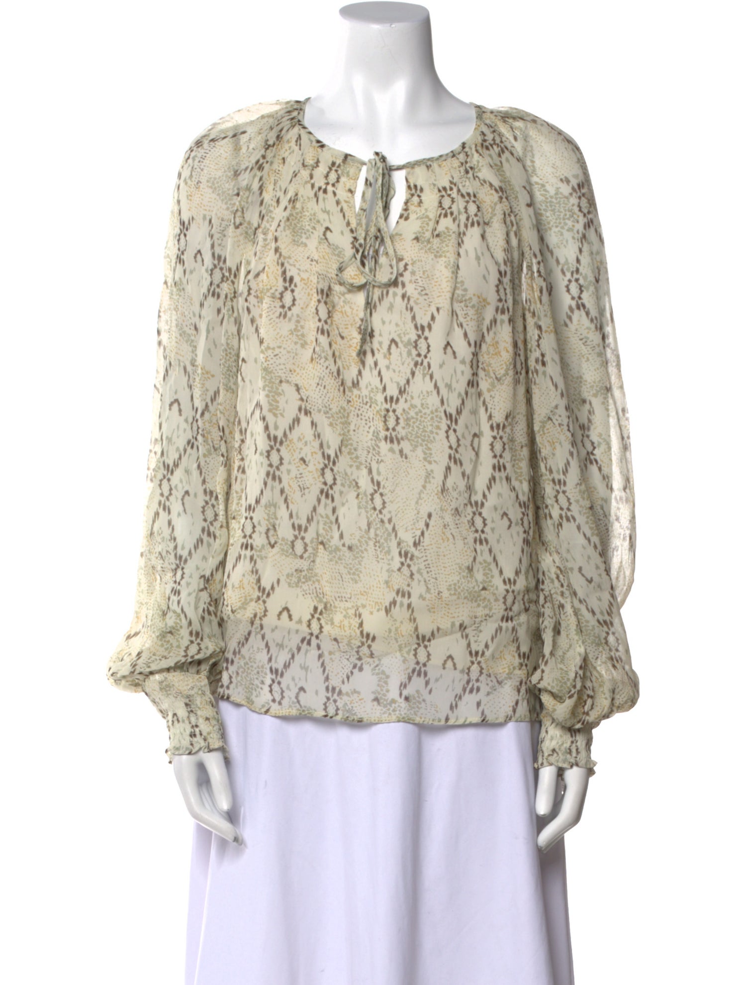 Ramy Brook Printed Tie Neck Blouse w/ Tags