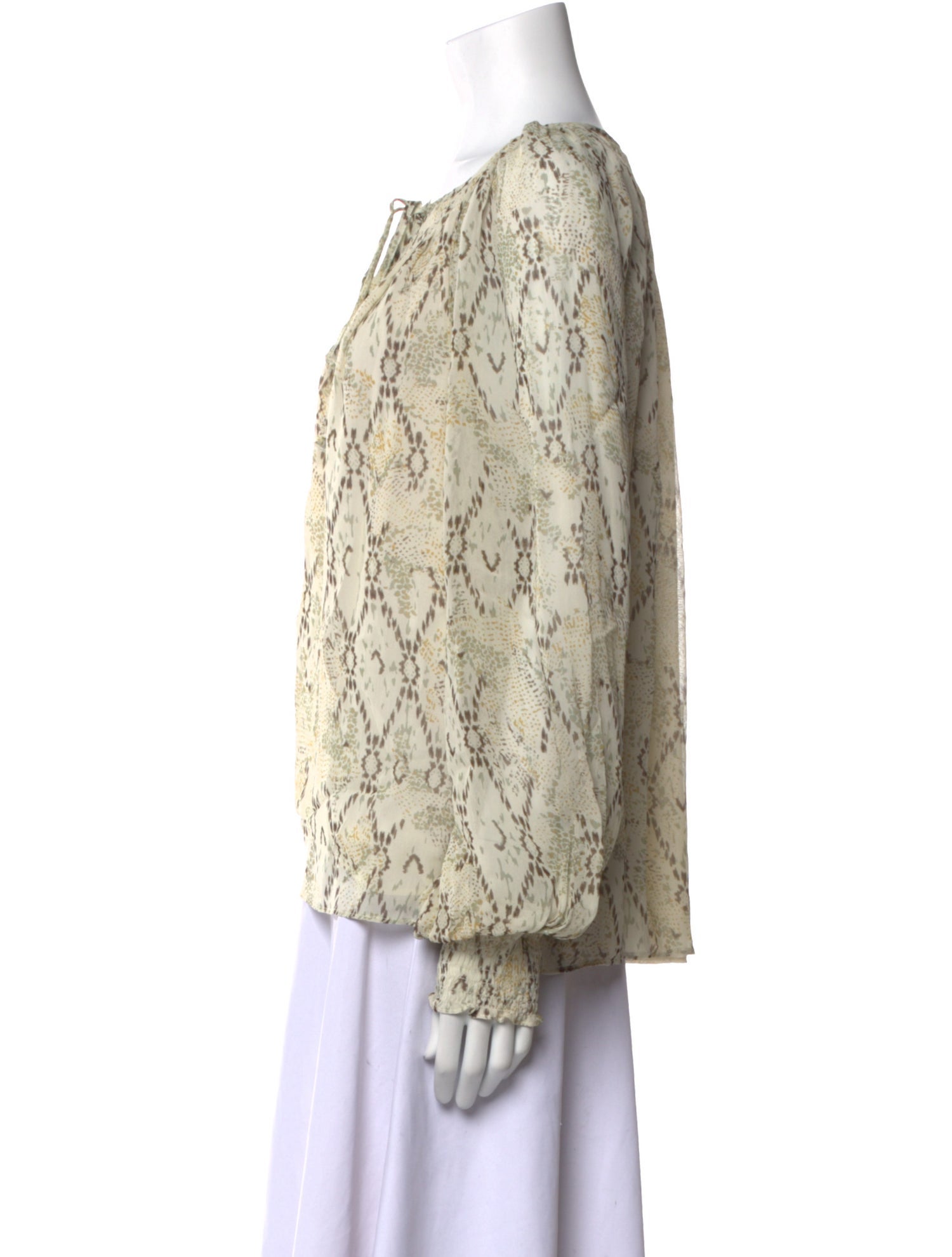 Ramy Brook Printed Tie Neck Blouse w/ Tags