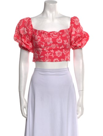 Ramy Brook Floral Print Square Neckline Crop Top