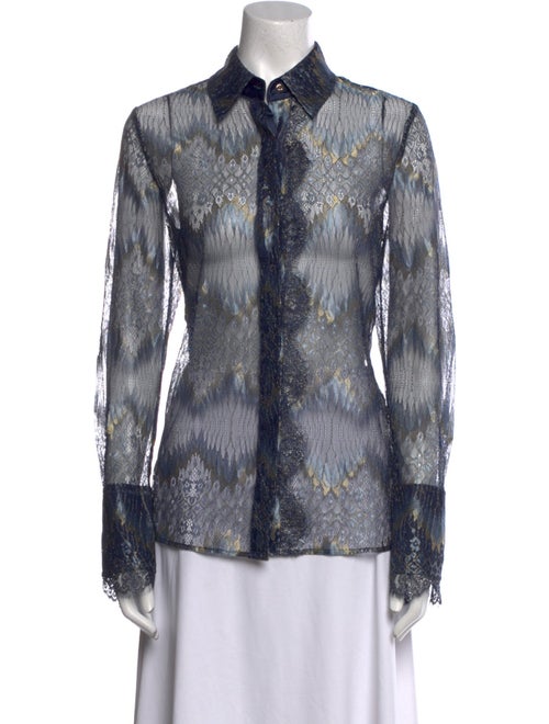 Ramy Brook Printed Long Sleeve Button-Up Top