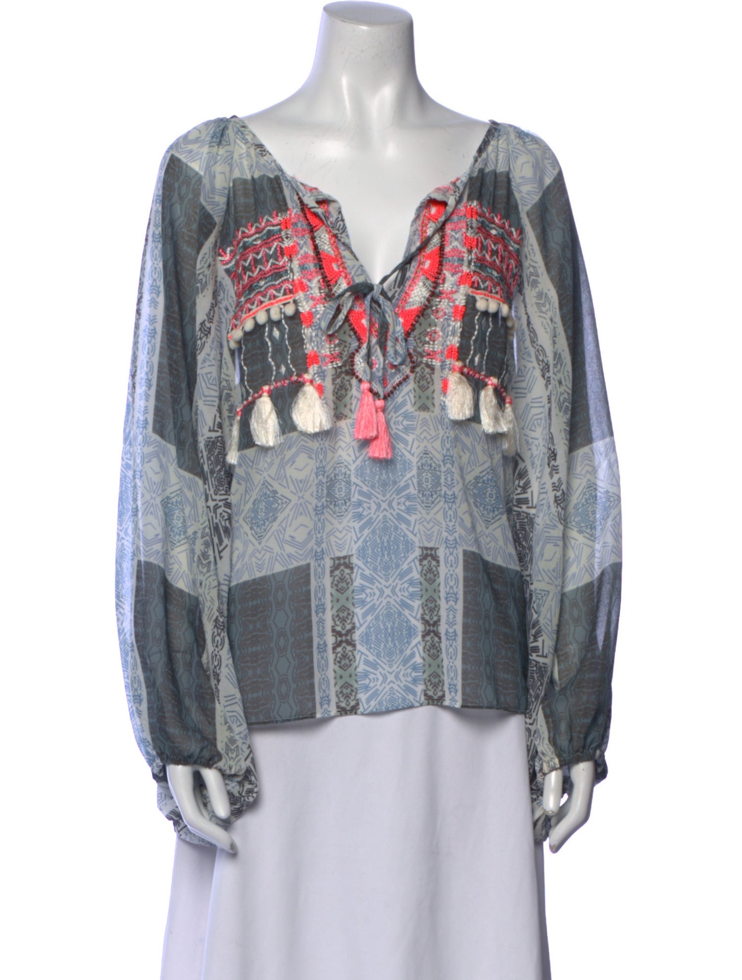 Ramy Brook Printed V-Neck Blouse