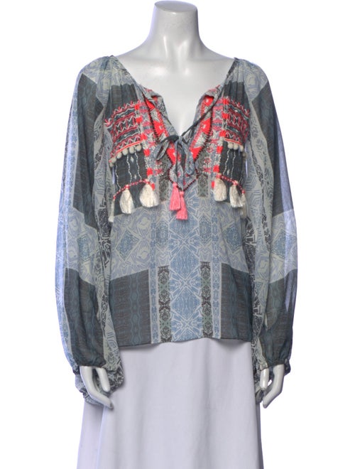 Ramy Brook Printed V-Neck Blouse
