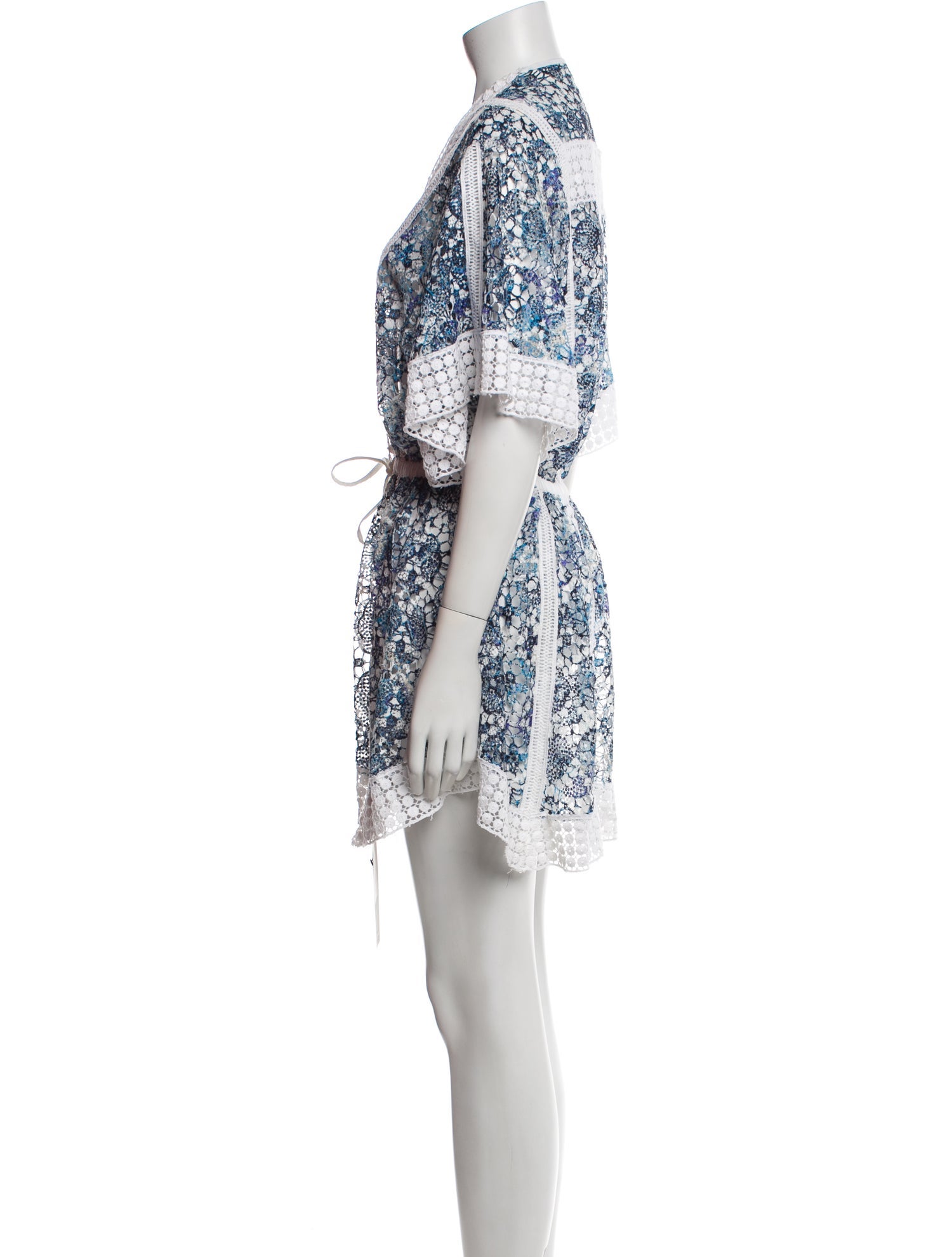 Ramy Brook Lace Pattern Fringe Trim Accent Robe