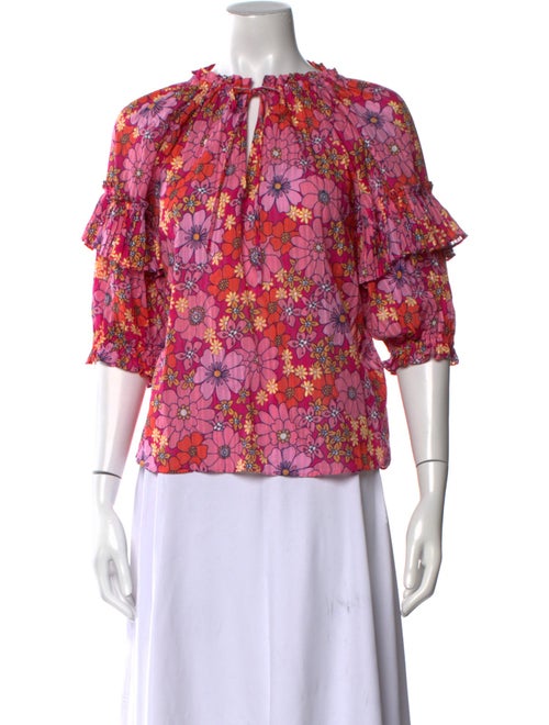 Ramy Brook Floral Print Mock Neck Blouse