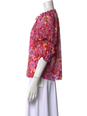 Ramy Brook Floral Print Mock Neck Blouse