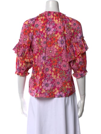 Ramy Brook Floral Print Mock Neck Blouse