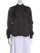 Ramy Brook Striped Mock Neck Button-Up Top