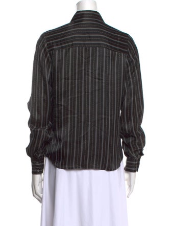 Ramy Brook Striped Mock Neck Button-Up Top