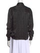 Ramy Brook Striped Mock Neck Button-Up Top