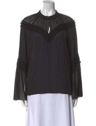 Ramy Brook Crew Neck Long Sleeve Blouse
