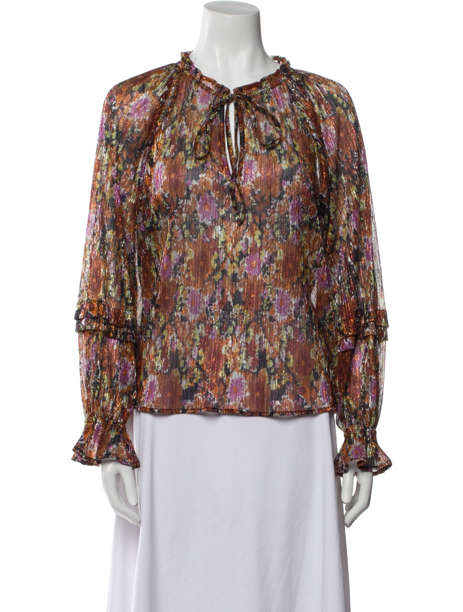 Ramy Brook Floral Print Mock Neck Blouse