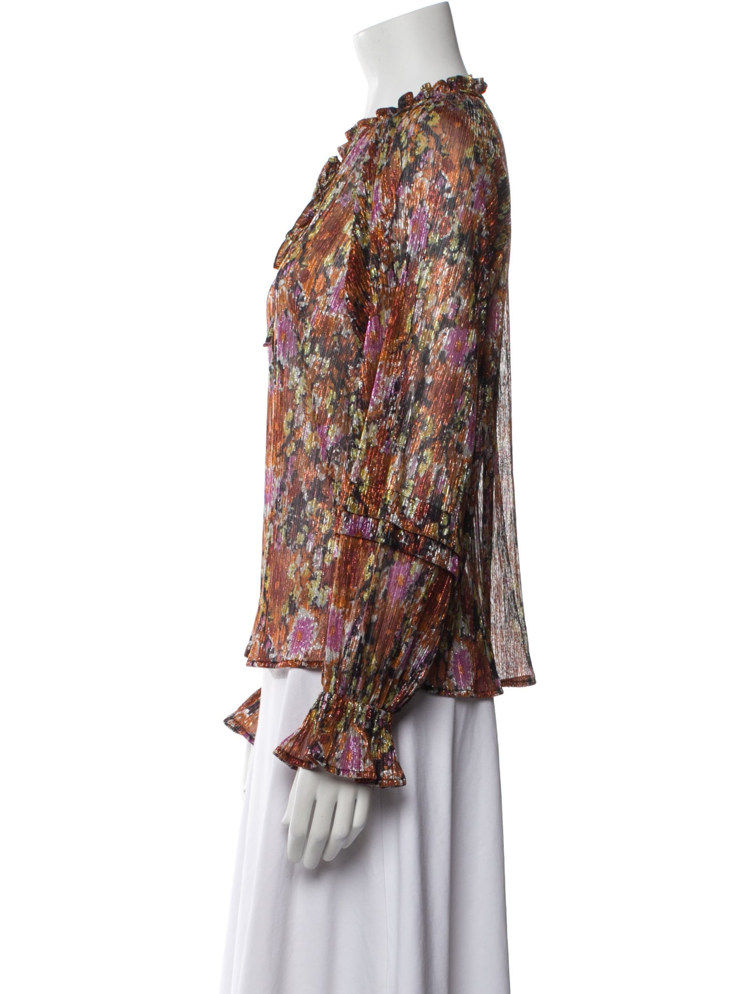 Ramy Brook Floral Print Mock Neck Blouse