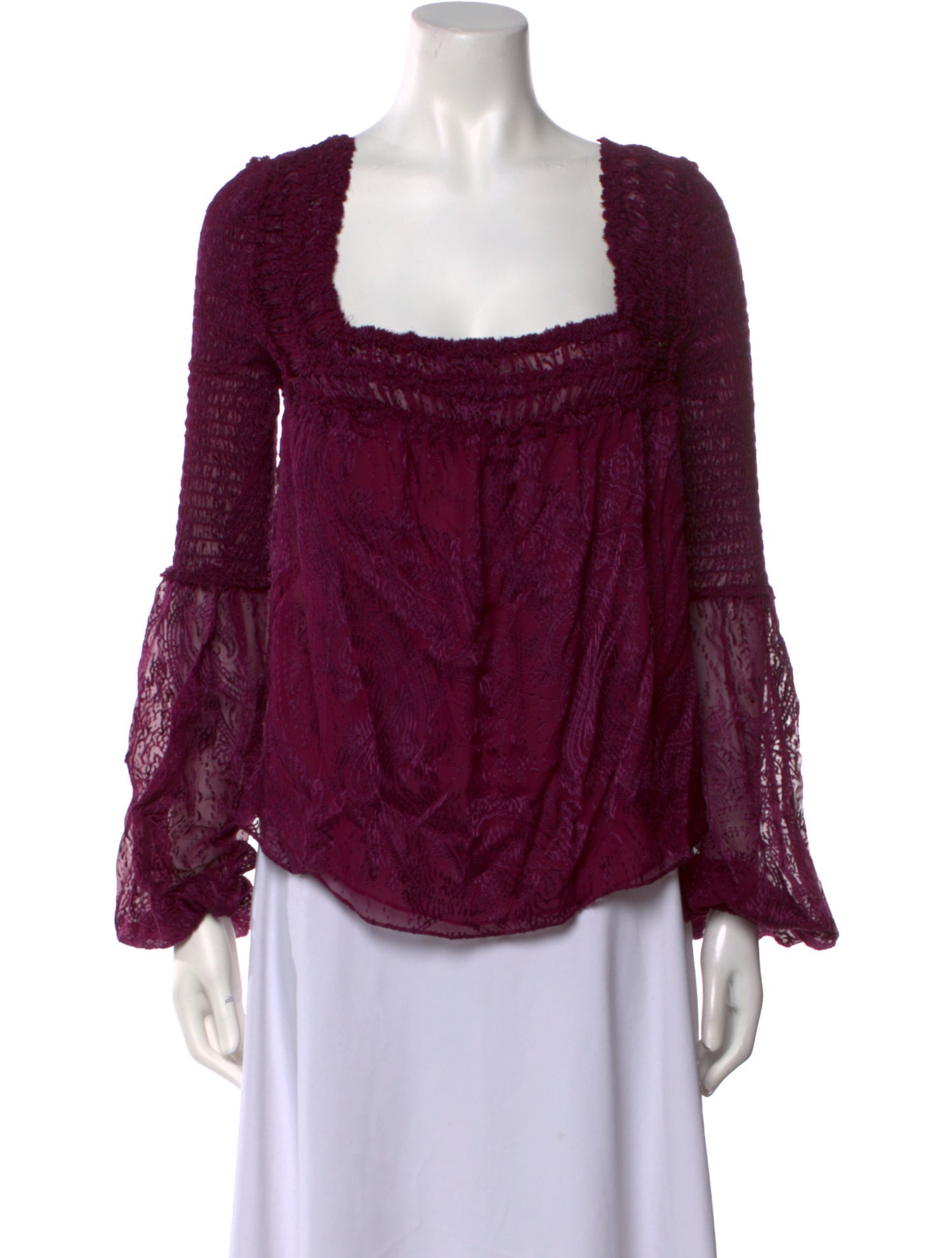 Ramy Brook Square Neckline Long Sleeve Blouse