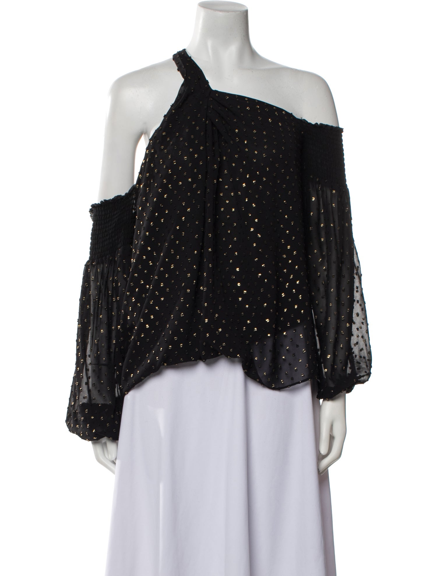 Ramy Brook Polka Dot Print One-Shoulder Blouse