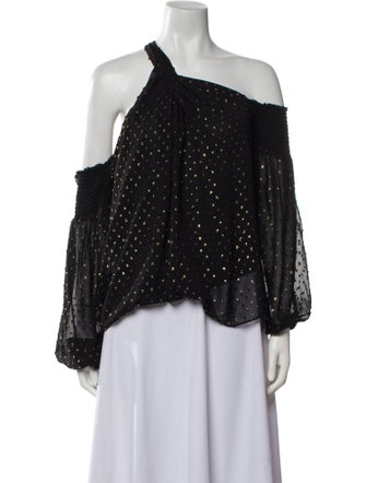 Ramy Brook Polka Dot Print One-Shoulder Blouse