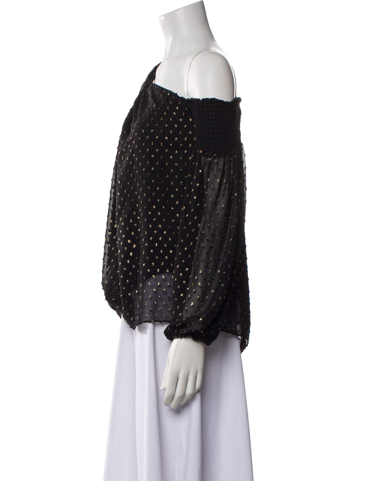 Ramy Brook Polka Dot Print One-Shoulder Blouse