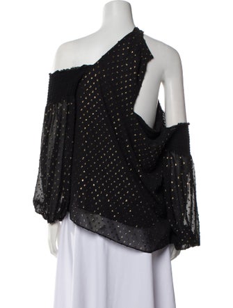 Ramy Brook Polka Dot Print One-Shoulder Blouse