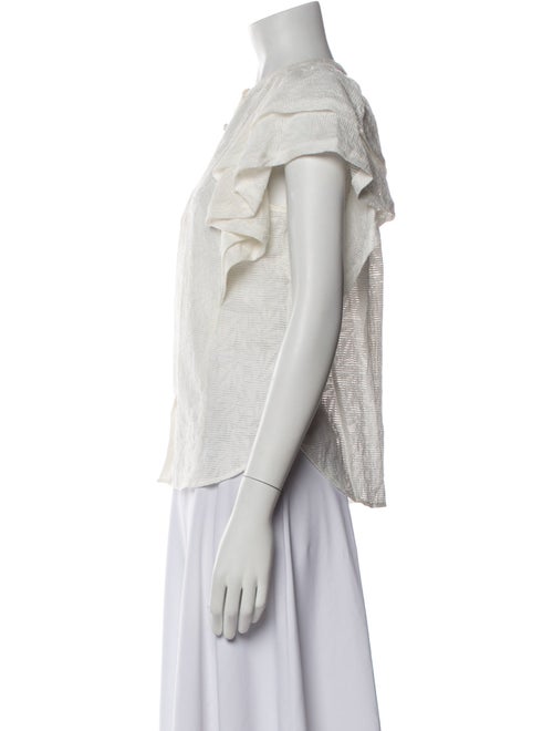 Ramy Brook Crew Neck Short Sleeve Button-Up Top