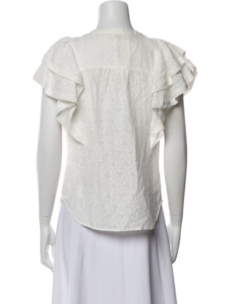 Ramy Brook Crew Neck Short Sleeve Button-Up Top