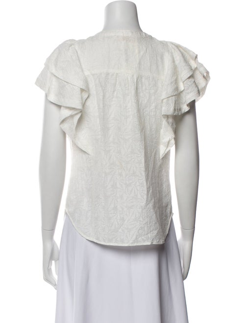 Ramy Brook Crew Neck Short Sleeve Button-Up Top