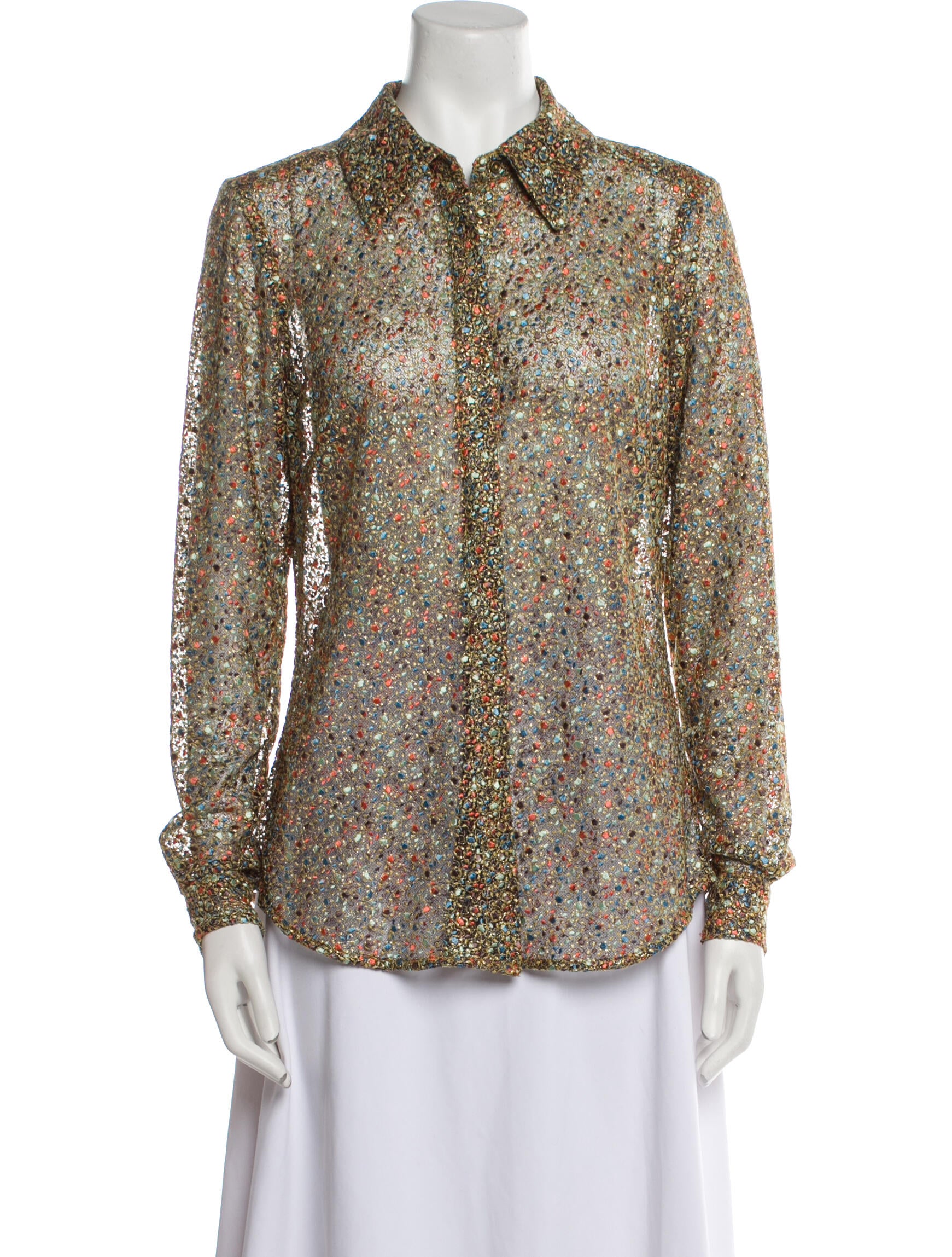 Ramy Brook Lace Floral Print Button-Up Top