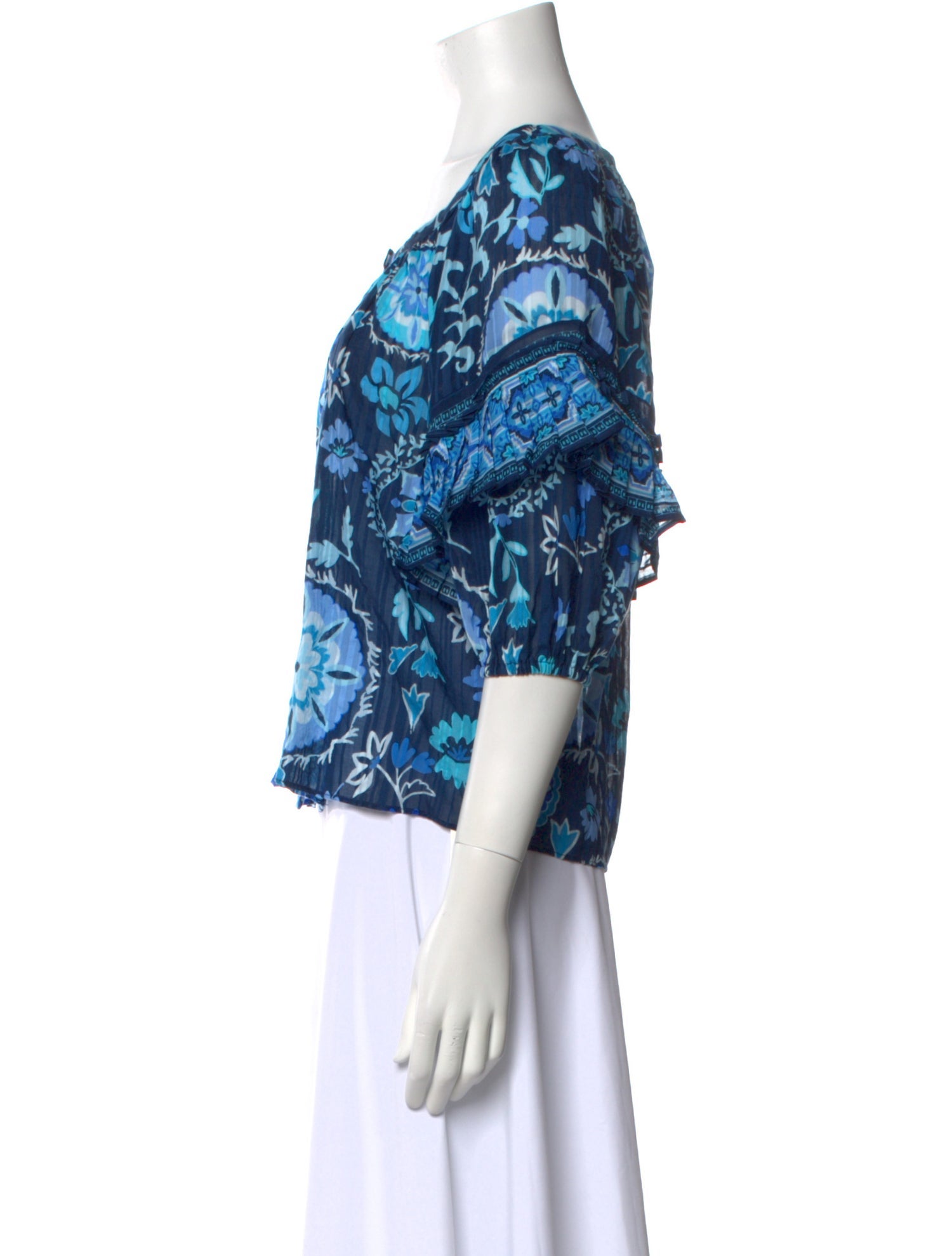 Ramy Brook Floral Print Bateau Neckline Blouse