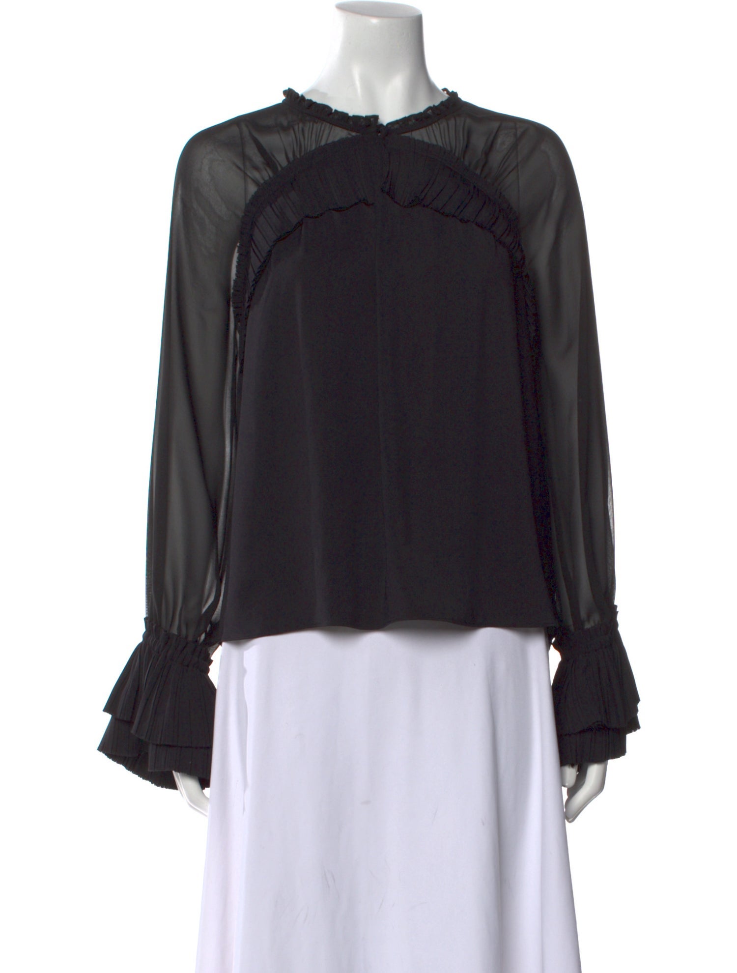 Ramy Brook Crew Neck Long Sleeve Blouse