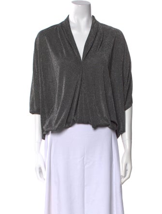 Ramy Brook V-Neck Three-Quarter Sleeve Crop Top