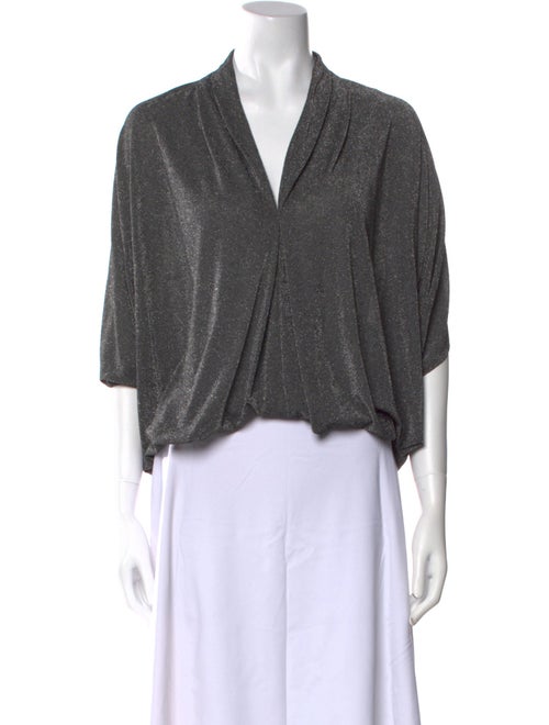 Ramy Brook V-Neck Three-Quarter Sleeve Crop Top