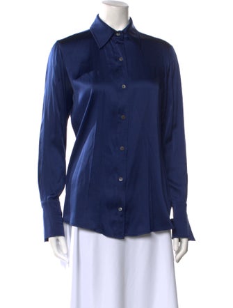 Ramy Brook Silk Long Sleeve Button-Up Top