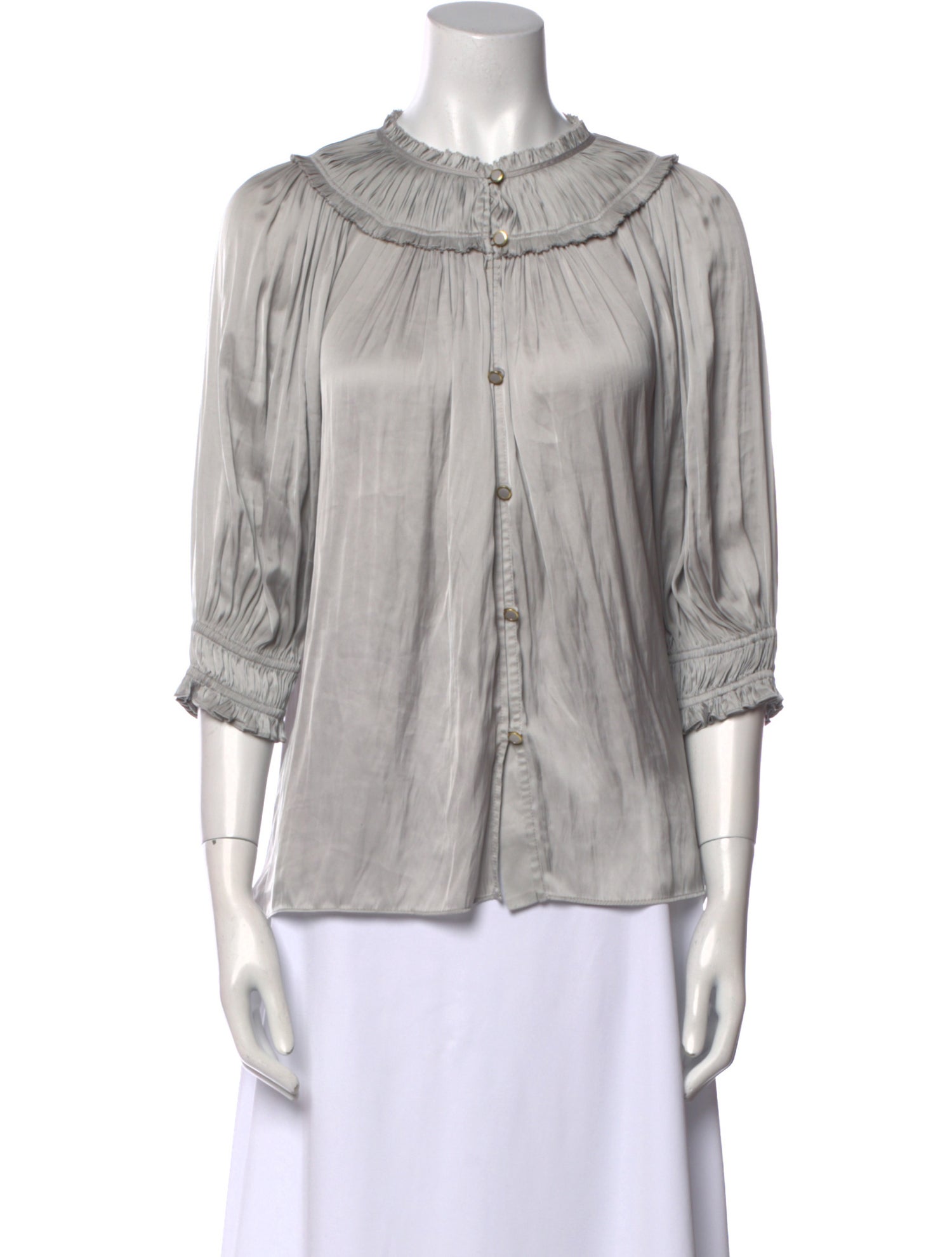 Ramy Brook Crew Neck Three-Quarter Sleeve Blouse