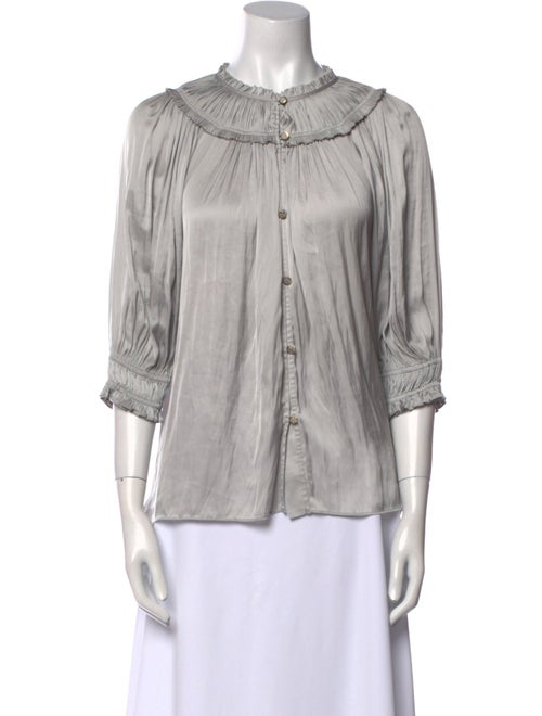Ramy Brook Crew Neck Three-Quarter Sleeve Blouse