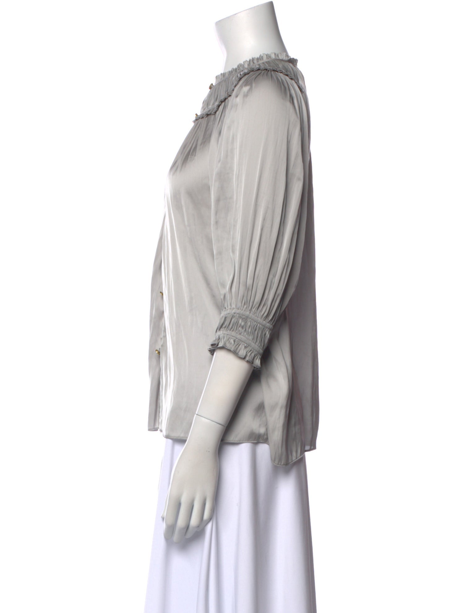 Ramy Brook Crew Neck Three-Quarter Sleeve Blouse