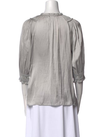 Ramy Brook Crew Neck Three-Quarter Sleeve Blouse