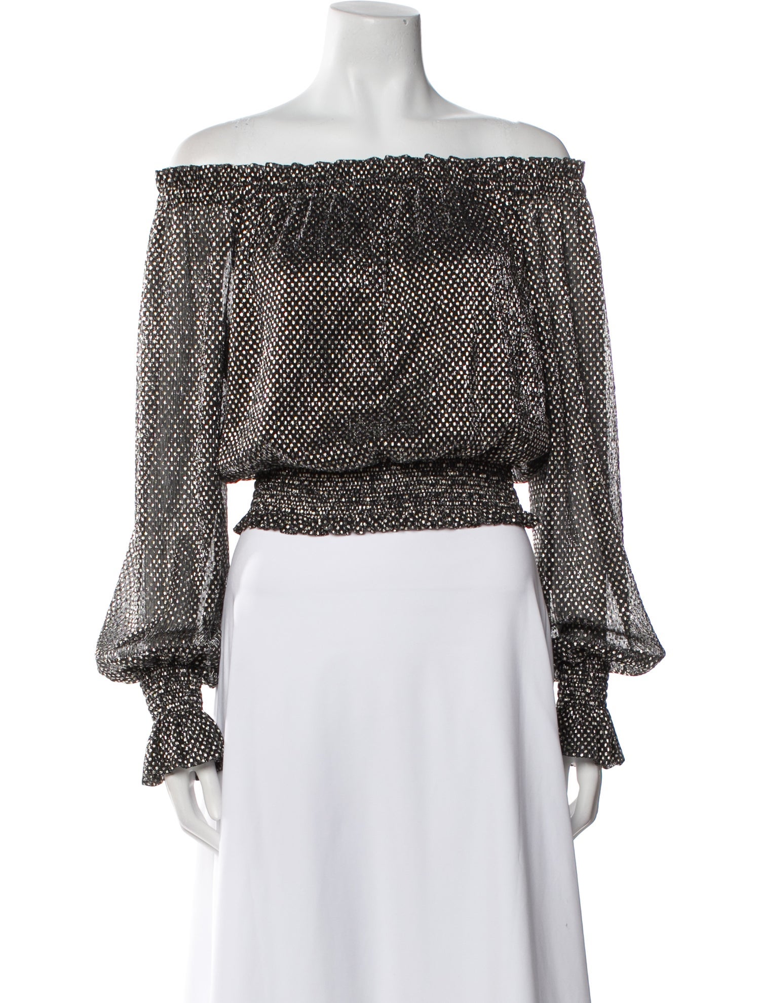 Ramy Brook Printed Off-The-Shoulder Crop Top