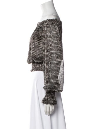 Ramy Brook Printed Off-The-Shoulder Crop Top