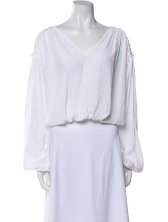 Ramy Brook V-Neck Long Sleeve Crop Top