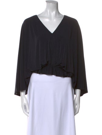 Ramy Brook V-Neck Three-Quarter Sleeve Crop Top