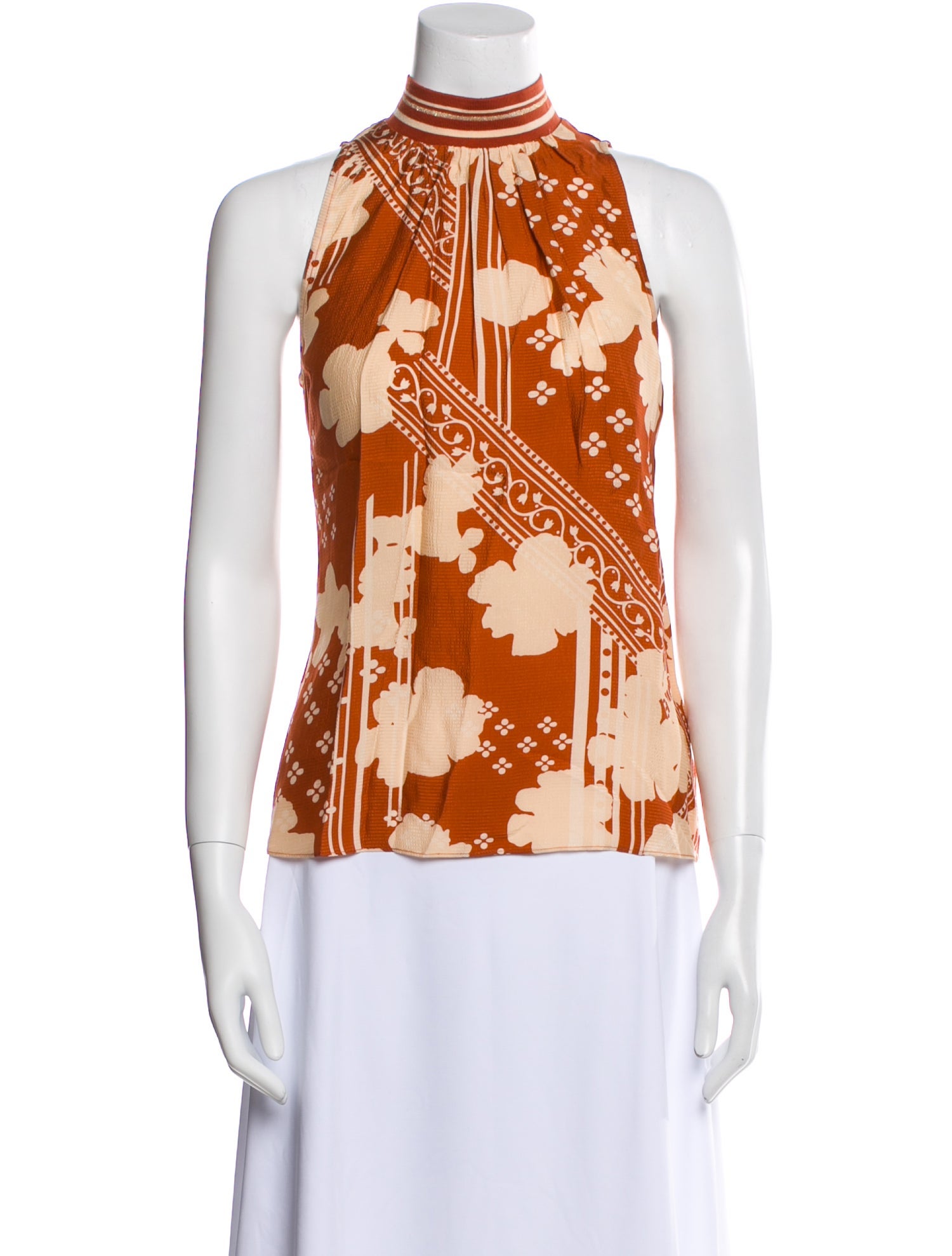 Ramy Brook Floral Print Mock Neck Blouse w/ Tags