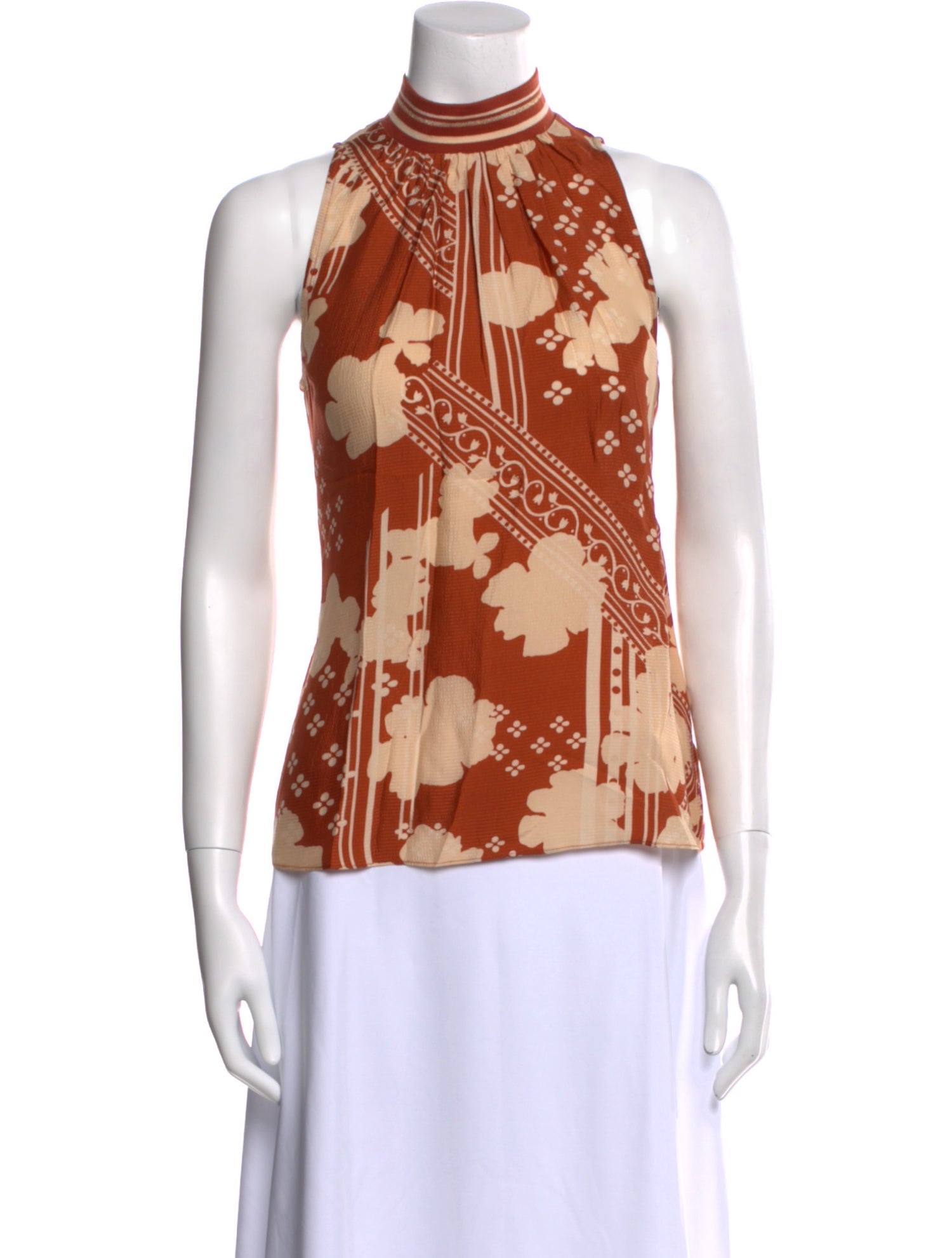 Ramy Brook Floral Print Mock Neck Blouse w/ Tags