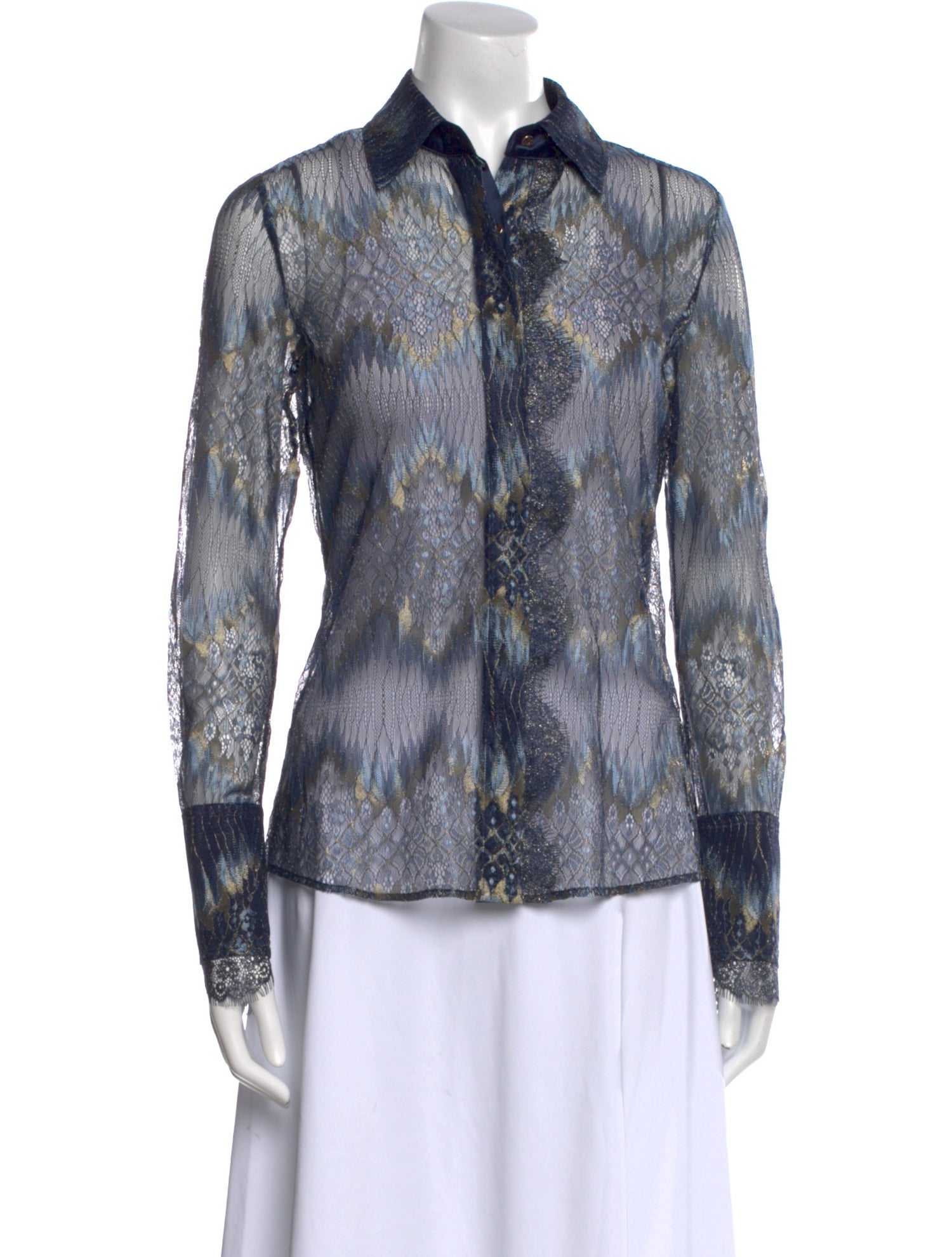 Ramy Brook Printed Long Sleeve Button-Up Top