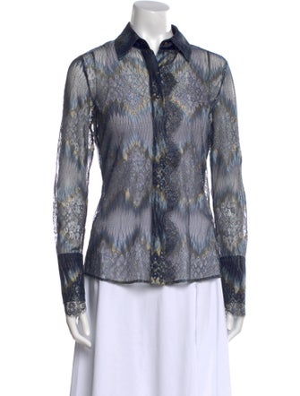 Ramy Brook Printed Long Sleeve Button-Up Top